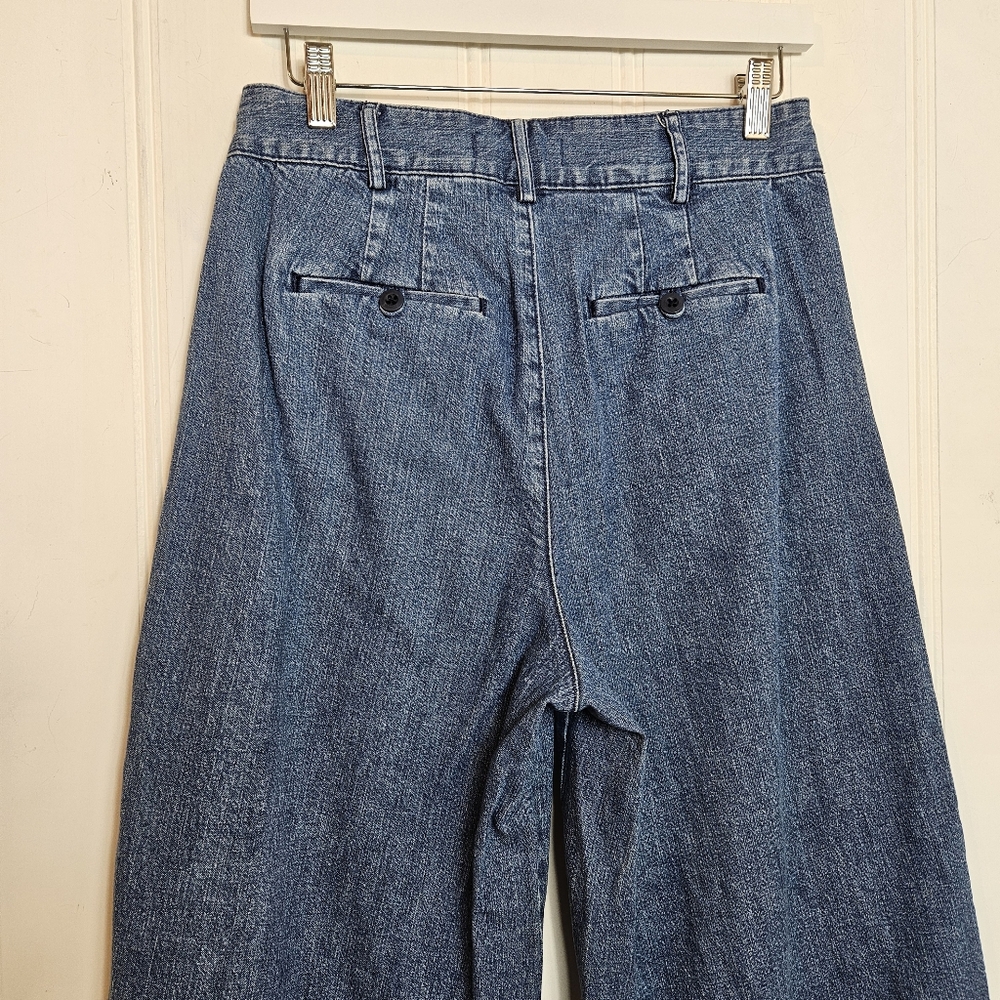 Madewell Jeans High Rise Wide Leg Cropped Pleated Front Denim Size 4 - Picture 7 of 16